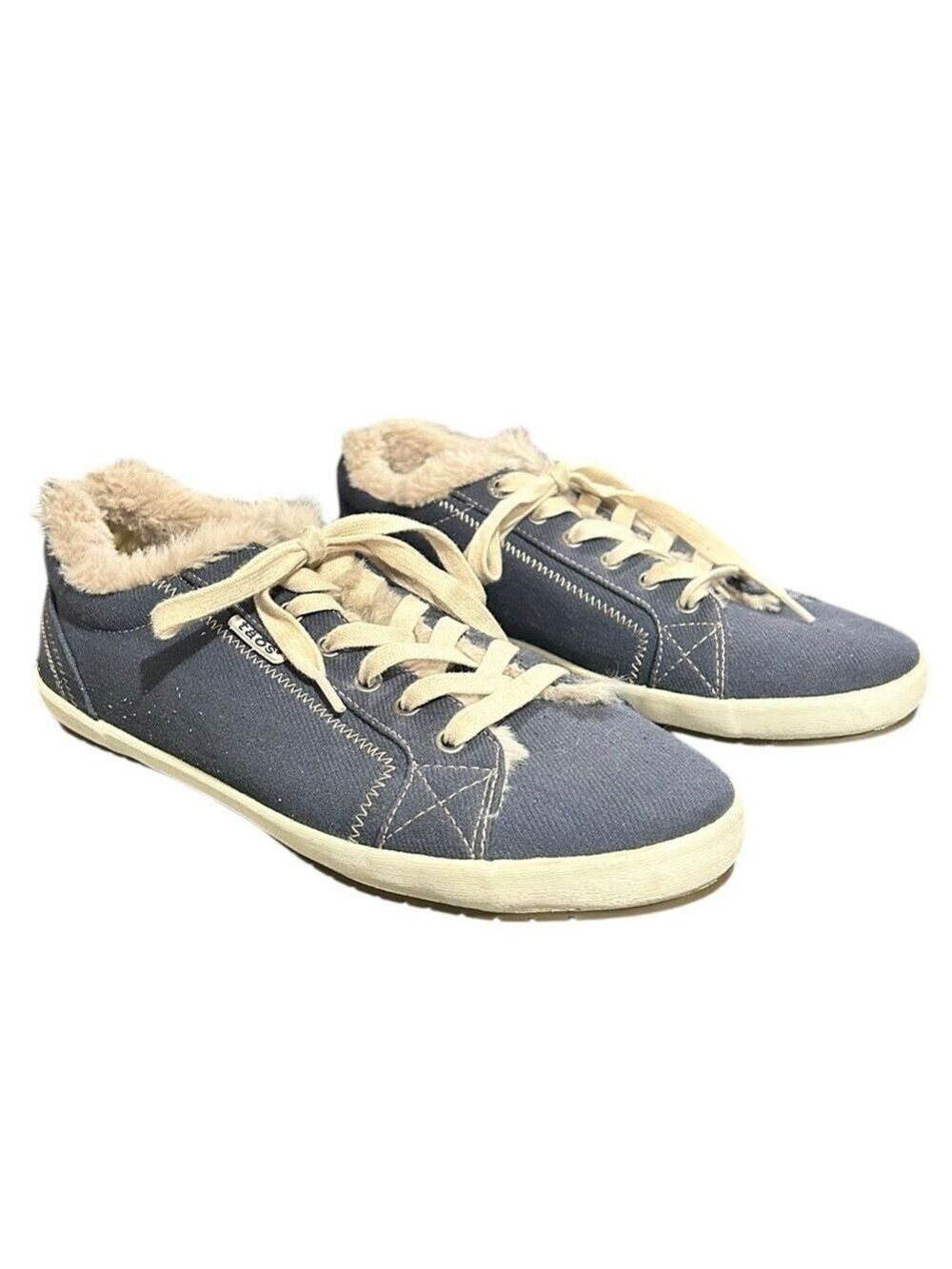 Taos Footwear Starline Blue Denim Wash Low Top Faux Fur Lined Sneakers VGC W11